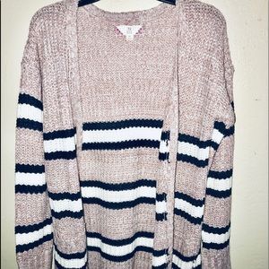 🎃Pink Rose brand pink & navy blue striped sweater